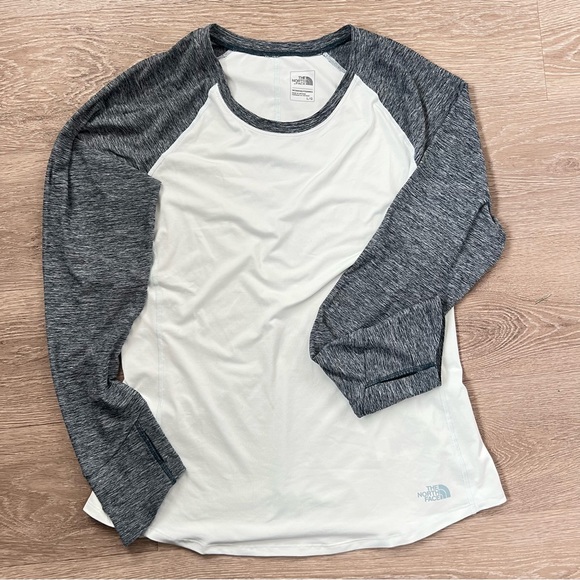 The North Face Tops - The North Face Long Sleeve Tee - White and Gray